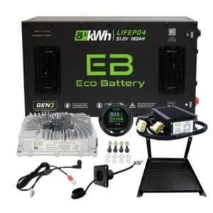 EcoBattery 51V 160Ah Lithium Battery Bundle for EZGO TXT 48V Golf Carts (2008-2022)-Charger + Converter + SOC Meter - For Sale at Larrysgolfcarts