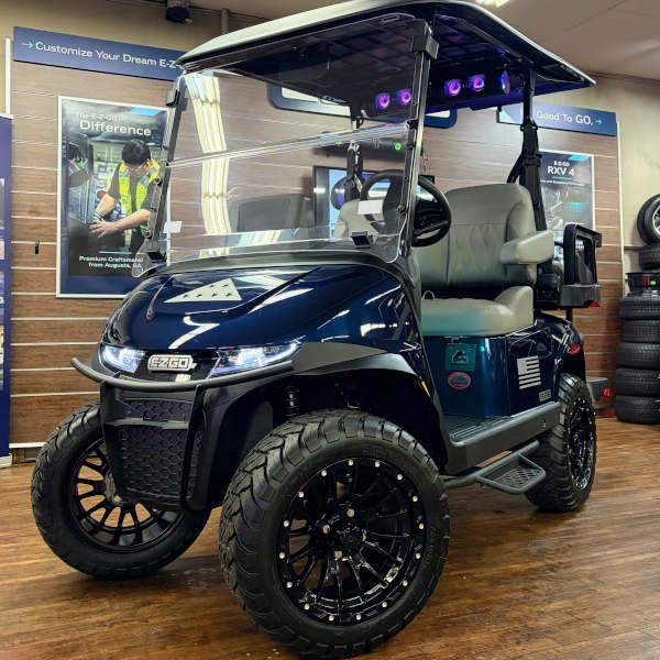 2026 E-Z-GO RXV 4 XTL ELiTE Lithium 2.2 Lifted • Limited Edition Folds of Honor Patriot Blue • American-Built • Street-Ready - For Sale at Larrysgolfcarts