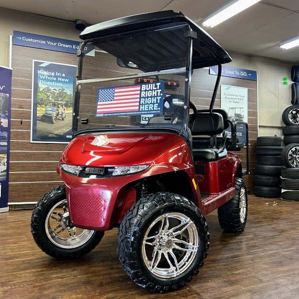 2026 E-Z-GO RXV Valor Lifted • Gas • Inferno Red Reaper • Street-Ready and American-Built - For Sale at Larrysgolfcarts