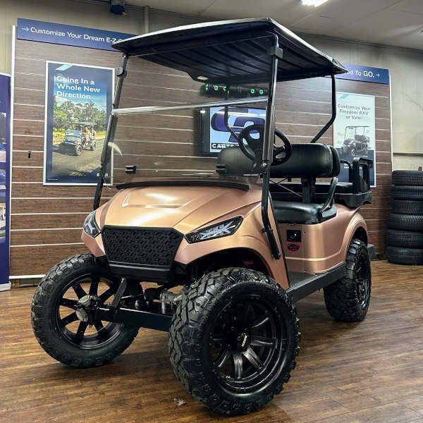 2018 E-Z-GO TXT Lifted • Gas • Limited Edition Rose Gold Storm Body • Street-Ready and American-Built - For Sale at Larrysgolfcarts