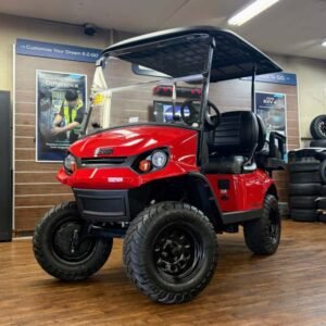 2026 E-Z-GO Express 4 Lifted • Gas • Flame Red • Street-Ready and American-Built - For Sale at Larrysgolfcarts