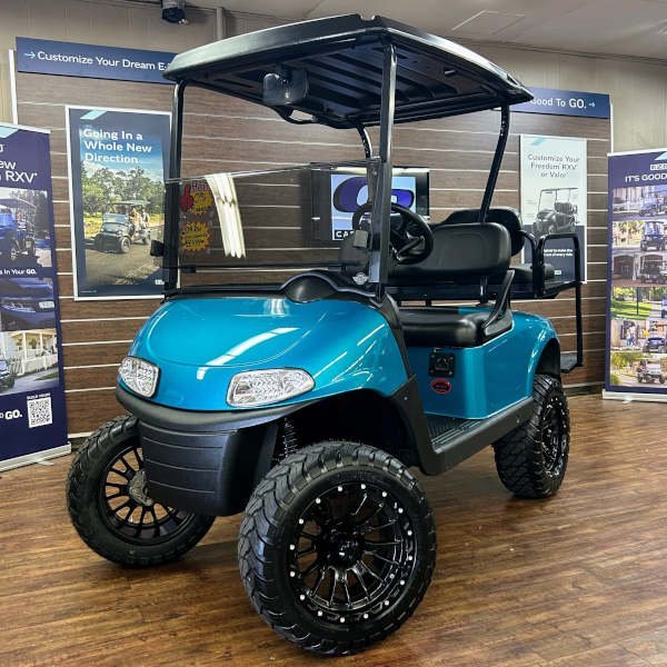 2021 E-Z-GO RXV Elite 2.2 Lifted • Lithium • Bikini Pearl • Street-Ready and American-Built - For Sale at Larrysgolfcarts