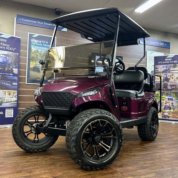 2018 E-Z-GO TXT Lifted • Gas • Amethyst Purple Storm Body • Street-Ready and American-Built - For Sale at Larrysgolfcarts