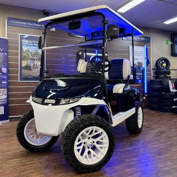 2026 E-Z-GO RXV Valor4 Lifted • Gas • Patriot Blue with White Trim • Street-Ready and American-Built - For Sale at Larrysgolfcarts