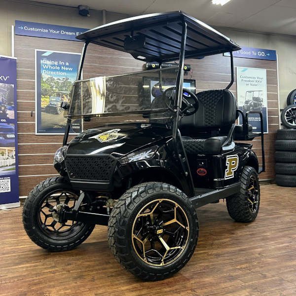 2018 E-Z-GO TXT Lifted • Gas • Black Purdue Storm Body • Street-Ready and American-Built - For Sale at Larrysgolfcarts
