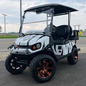 2026 E-Z-GO Express 4 Lifted • Gas • Cincinnati Bengals White Rush • Street-Ready and American-Built - For Sale at Larrysgolfcarts