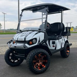 2026 E-Z-GO Express 4 Lifted • Gas • Cincinnati Bengals White Rush • Street-Ready and American-Built - For Sale at Larrysgolfcarts