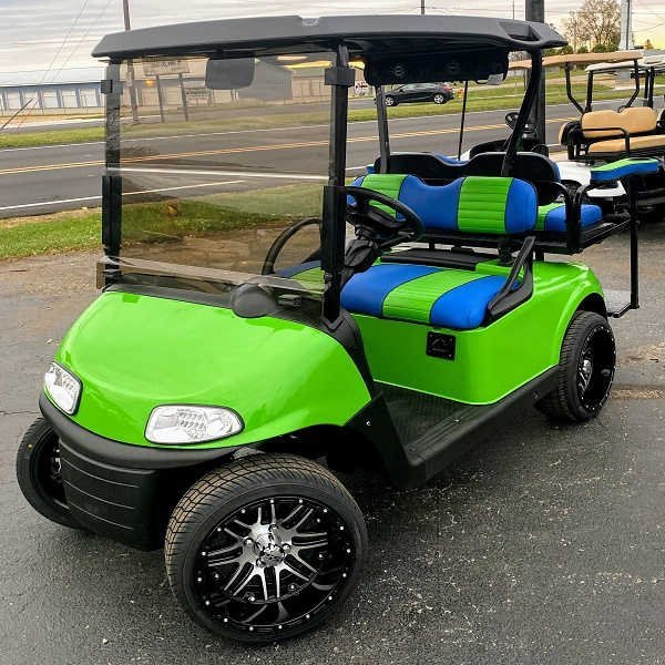 Discover The Lime Green E-Z-GO Freedom RXV - For Sale at Larrysgolfcarts