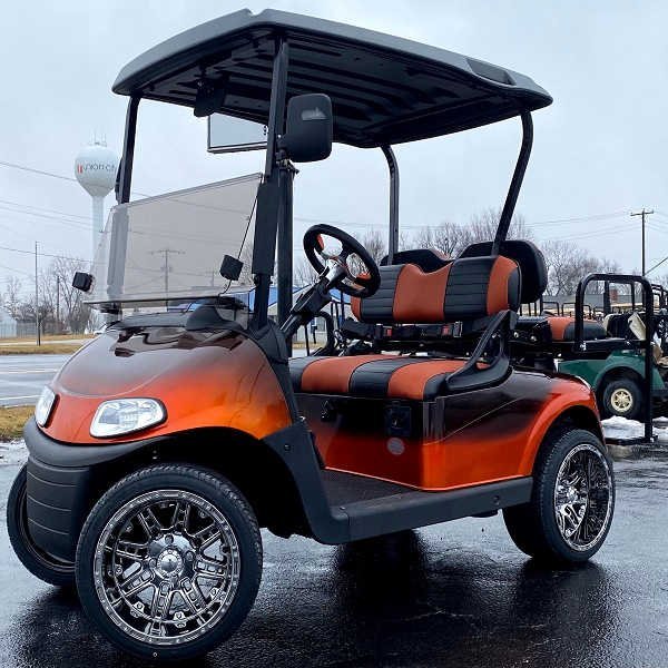 E-Z-GO Freedom RXV – Root Beer Orange Fade - For Sale at Larrysgolfcarts