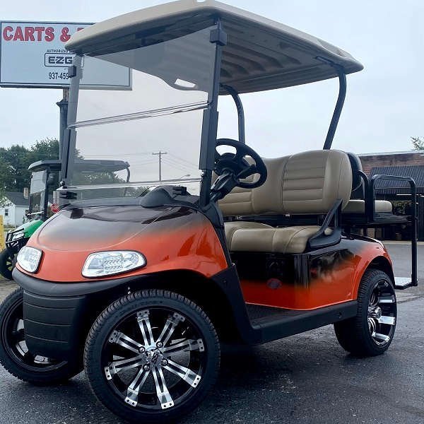 E-Z-GO Freedom RXV, Black Orange Fade - For Sale at Larrysgolfcarts