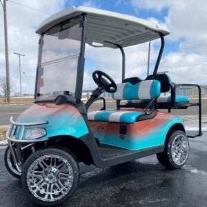E-Z-GO Freedom RXV, Salmon/Teal Fade - For Sale at Larrysgolfcarts