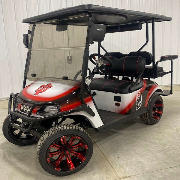 2018 E-Z-GO Gas TXT, White/Red/Black Indiana University - For Sale at Larrysgolfcarts