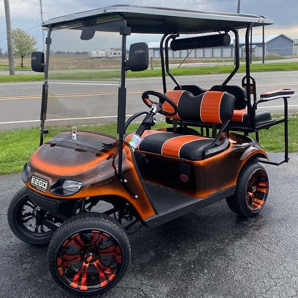 2018 E-Z-GO Gas TXT, Root Beer/Orange Fade - For Sale at Larrysgolfcarts