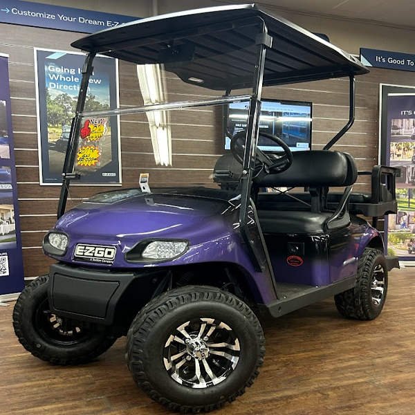 2018 E-Z-GO TXT • Gas • Black/Purple Fade • Street-Ready and American-Built - For Sale at Larrysgolfcarts