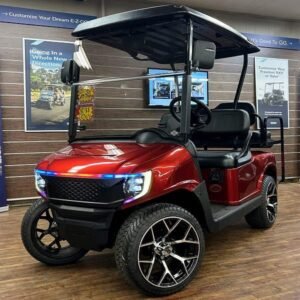 2021 E-Z-GO RXV Elite 2.2 • Lithium • Carmine Red Metallic Apex Body • Street-Ready and American-Built - For Sale at Larrysgolfcarts