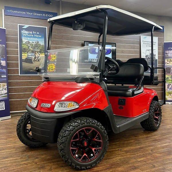 2021 E-Z-GO RXV Elite 2.2 • Lithium • Flame Red • Street-Ready and American-Built - For Sale at Larrysgolfcarts