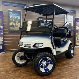 2018 E-Z-GO TXT • Gas • Blue/White Fade • Street-Ready and American-Built - For Sale at Larrysgolfcarts